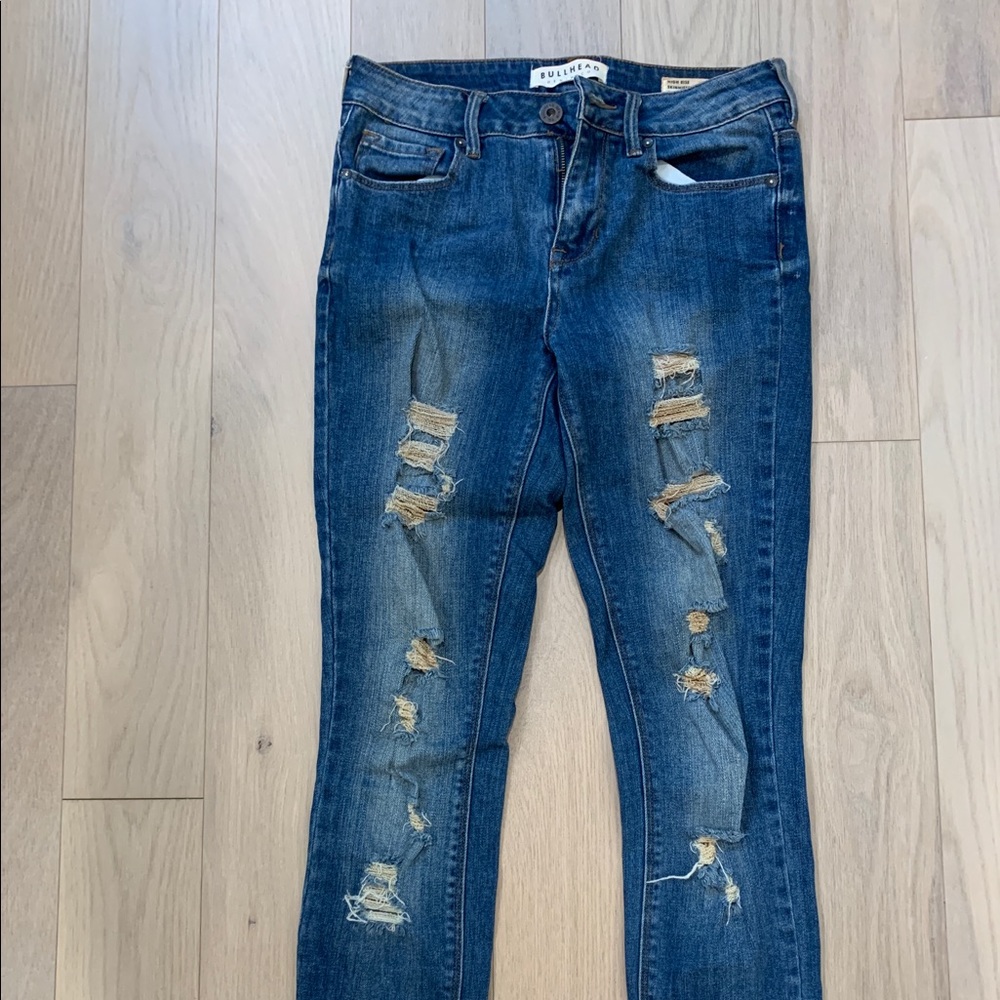 Pacsun blue high rise ripped skinny jeans size 5